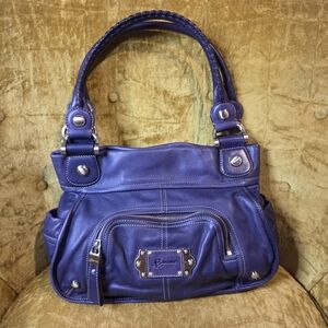 B. Makowsky Purple Leather Shoulder Bag Handbag